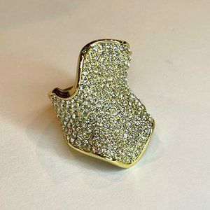 Je T'aime Yellow Gold Crystal Pave Diamond Cocktail Ring